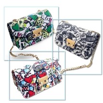 Crossbody Handbag Chain Strap Graffiti Purse Choice Colors Inside Pocket... - $23.97