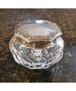 Antique 1915 Whiting Mfg Co Sterling Silver Crystal Dresser Jar Mono Patina - $124.95