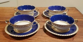 K&amp;A Krautheim Selb Bavaria Blue &amp;Gold Germany Double Handle Dessert &amp; Sa... - $49.45