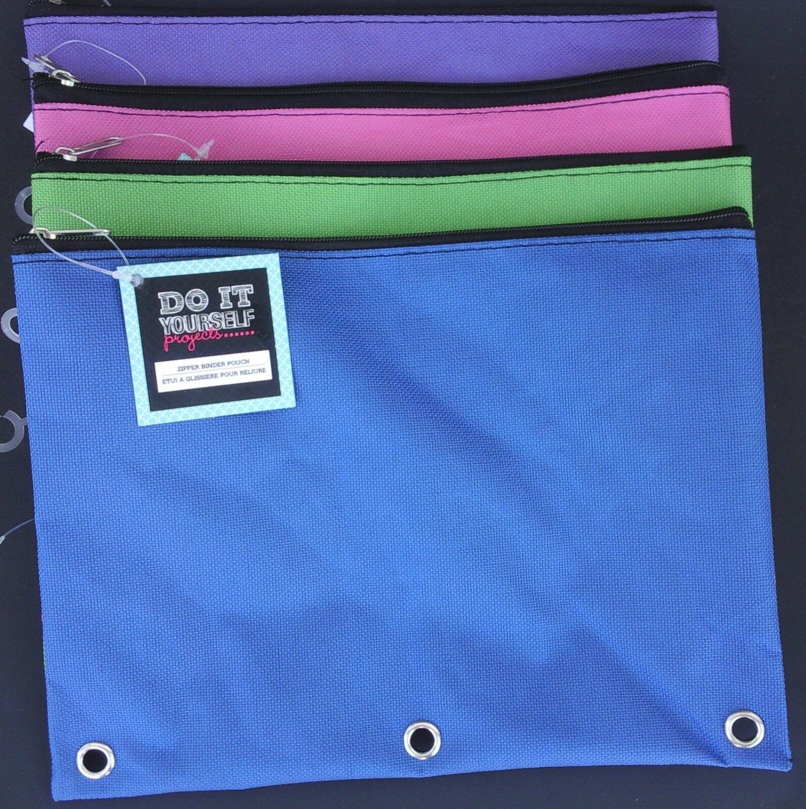 ZIPPERED CANVAS 3 RING BINDER POUCHES 9.5&quot;x7&quot; 1 Pouch / Pk  SELECT: Color - $2.99