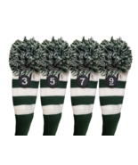 3579 GREEN WHITE KNIT POM POM Classic golf club Headcover Head covers Set - $713.92 MXN
