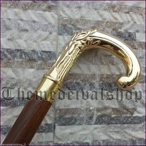 Men&#39;s Antique Style Brass Handle Walking Stick Wooden Designer Vintage C... - £25.34 GBP