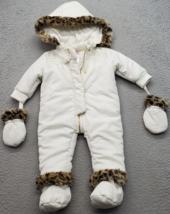 Juicy Couture Snowsuit W/ Socks &amp; Gloves Kids 3/6M Multi Fur Trim Hood Full Zip - $27.73