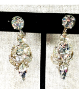 Vintage Silver Color Eisenberg Cystal Ice Rhinestone Dangle Earrings - $32.99