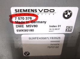 2007..07  BMW  X5 / 3.0L    / ENGINE COMPUTER/ECU.PCM image 3