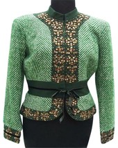 Cache Plaid Embellished Top Jacket New XS/S/M/L Velvet Self-Belt Lined $... - £74.86 GBP