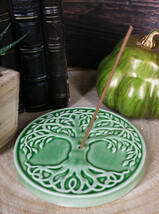 Wicca Sacred Symbols Celtic Tree of Life Yggdrasil Ceramic Round Disc Bu... - $15.99