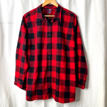 Chaps Womens Ralph Lauren No Iron Plaid Black Red Shirt Top Blouse 3X Pl... - $9.99