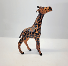 Vintage Leather Wrapped Giraffe Figurine Statue Hand Painted Africa Safari 10&quot; - £11.79 GBP