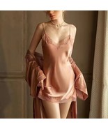 Sexy sleepwear lace Nightdress mulberry silk nightgown 2in1set pajama Sk... - $49.80