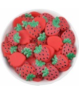 10 Polymer Clay Cabochons Strawberry Flat Backs Large 20mm Slime Charms ... - $6.50