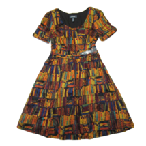 NWT ModCloth Library Book Scoop Neck Cotton Short Sleeve Fit &amp; Flare Dress M - £64.53 GBP