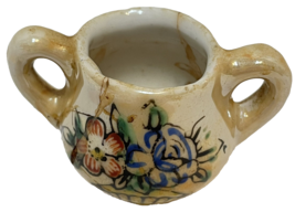 Rare Vintage Miniature Hand Painted Floral Dollhouse Sugar Bowl No Lid 1 in Tall - £12.89 GBP