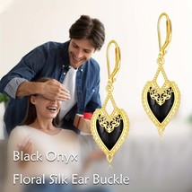 Vintage GoldPlated Onyx Filigree Leverback Earrings - $59.98