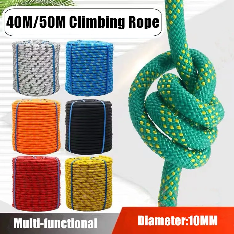 40M/50M Outdoor Rock Climbing Rope 10mm Escape Rope Ice Climbing Tool Fire - £174.69 GBP+