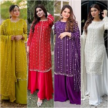 Sequins Work Georgette Plazzo Kurta Set Salwar Suit Punjabi dress || Traditional - £60.20 GBP
