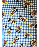 Disney  Springs Mickey Mouse On Woven Plaid Cotton Fabric - 3 yards - £31.10 GBP