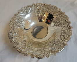 Holiday Imports, Inc. Silverplate Japan Made Floral Bowl Candy Dish Vintage - £7.43 GBP