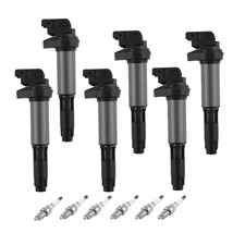 Pack of 6 Ignition Coil + Spark Plugs For BMW 330i 330xi 530i 760i 760Li... - £58.52 GBP