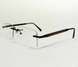 Gold &amp; Wood Eyeglasses Frames A05.33 Brown Square Rimless 50-19-135 - £475.71 GBP