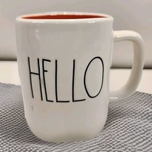 Rae Dunn Mug HELLO Artisan Collection by Magenta White / Bright Orange Mug - £8.40 GBP