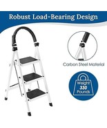 QUINEEHOM Black Step Ladder 3 Step Folding, 330lbs Load Capacity - $54.86 CAD