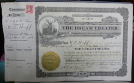 1919 Stock Certificate Of Coeur D&#39;alene The Dream Theater President N. E. Huff - $19.59