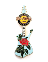2007 Hard Rock Café Cologne Germany Rosenmontag Red Rose Flower Guitar Pin Blue - £11.06 GBP
