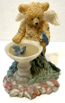 Vintage 1994 Teddy Angels Nurture Nature Bruin and Bluebirds Resin Figurine 4&quot; - £8.66 GBP