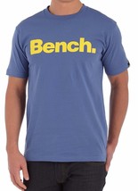 Bench Corporation Urban Abbigliamento Street Uomo Blu T-Shirt Logo Giallo Nwt - £22.78 GBP
