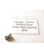 VINTAGE FLOWER 925 STERLING SILVER SCREW BACK EARRING - €8,68 EUR