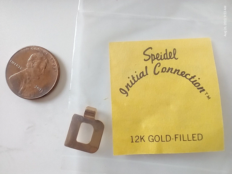 Vintage SPEIDEL INITIAL CONECTION 12K GOLD FILLED LETTER PENDANTS Letter D