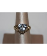 10K Yellow Gold Diamond Pattern Design Triangle white Stone Engagement r... - $287.25 CAD