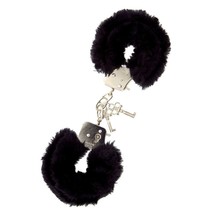 Furry Metal Handcuffs Black with Free Shipping - £58.91 GBP
