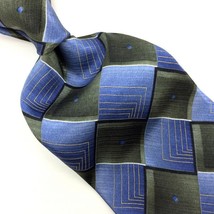 Arrow Usa Tie Gloss Blue Olive Green Gold Silk Checkered Dots Necktie Mens #I21- - £12.61 GBP