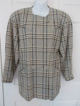 ESCADA Margaretha Ley Vintage Double Breast Plaid Blazer Jacket Sz 38 100% Wool  - £47.14 GBP