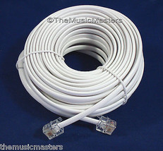 White 50&#39; ft Telephone Modular Line Cord Phone Cable Extension Wire RJ11 VWLTW - £9.02 GBP