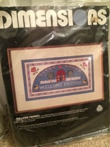 Welcome Friends Dimensions NIP Needlepoint Kit 1985 Embroidery Stencil Country - £12.49 GBP