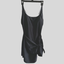 Women&#39;s Black Crochet Trim Swimsuit Bathing Built In Cover Up Size Medium - $21.45