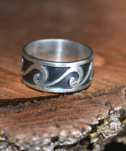 sterling silver band, Wide Silver Band, Size 9 Band, oxidized silver (R112) - £17.67 GBP