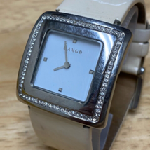 MANGO Unisex 30m Swarovski Crystals Silver Square Analog Quartz Watch~New Batter - £21.20 GBP