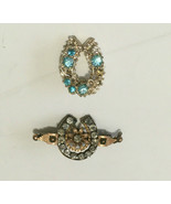 Vintage horseshoe brooch rhinestone pins old costume jewelry lucky horse... - £19.42 GBP