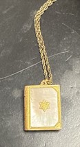 Vintage Gold Filled Locket Jewish Torah Bible Book Ten Commandments Chai... - $27.71