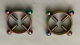 Sexy Non-Piercing Rainbow Adjustable Nipple Rings - £14.75 GBP