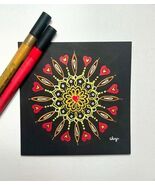 Original Handpainted Miniature Mandala Art “Burst Of Love” - $35.64