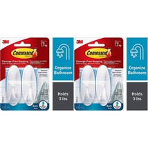 3M Command  Medium  Designer Bath  Hook  3-1/8in L Plastic  3 lb. per 4 ... - $15.49