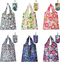 6 Pcs Reusable Shopping Bags Grocery Bags in Pocket Eco friendly Travel ... - £18.48 GBP