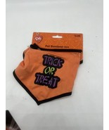 Dog Halloween Bandana TRICK or TREAT S/XS Small Scarf Tie Orange Candy C... - $5.81