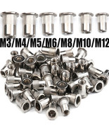 50PCS 304 Stainless Steel Rivets Nuts Insert Flat Head Threaded Nut Riveter - $5.60+