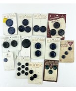Vintage Button Lot of 35 Blue Black Brown Green  - £7.65 GBP